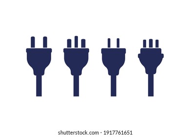 electric plugs on white, vector set