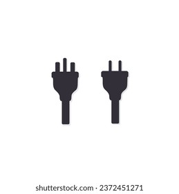 electric plugs on white, vector. Silhouette.  