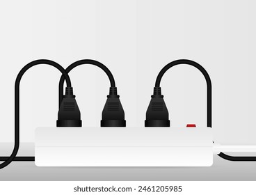 Electric Plugs and Power Outlet. Save Energy and Electricity Concept. Vector Illustration. 