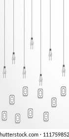 Electric plugs and sockets. Vector illustration.