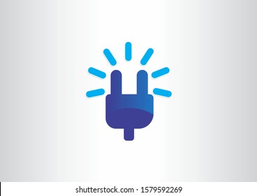 electric plugs vector logo symbol icon with light concept