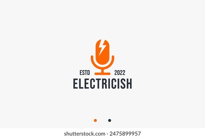 electric podcast logo design vector silhouette illustration