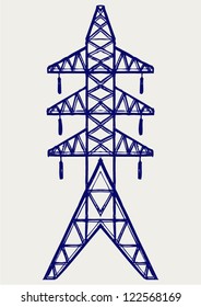 Electric pole. Doodle style