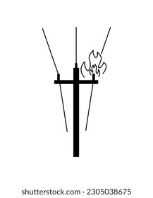 electric pole with fire icon, vector best flat icon.