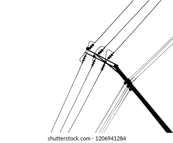 Electric pole .High Voltage transmission systems. A network of interconnected electrical in all areas. Lines Supplies Electricity to the Text.  Pylon, pole network, icon. Symbols, presentation. Vector