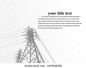 Electric pole .High Voltage transmission systems. A network of interconnected electrical in all areas. Symbols, steps business planning Suit. presentation, and advertisement.  Vector illustration. 