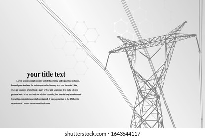 Electric pole .High Voltage transmission systems. A network of interconnected electrical in all areas. Symbols, steps business planning Suit. presentation, and advertisement.  Vector illustration. 