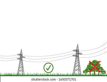 Electric pole .High Voltage transmission systems. Utilization Under the area of ​​high voltage transmission line Prohibition of planting tall trees But can grow a  ground such as a short tree.