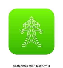 Electric pole icon green vector isolated on white background