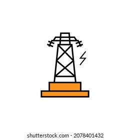 electric pole line colored icon. Elements of energy illustration icons. Signs, symbols can be used for web, logo, mobile app, UI, UX