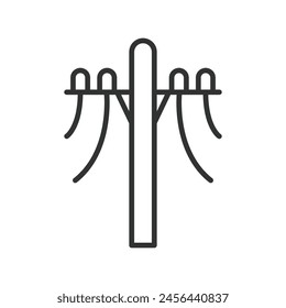 Electric pole, in line design. Electric , Power line, Utility, Electrical, Transmission pole, telephone pole on white background vector. Electric pole editable stroke icon.