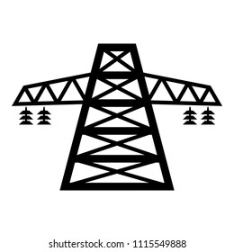 Electric pole post high voltage set line icon black color