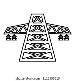 Electric pole post high voltage set line icon black color