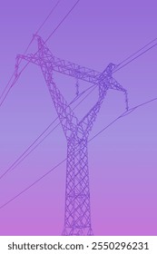 Elétrica poster cor-de-rosa roxo gráficos. Design de cartaz com indústria de eletricidade - utilidade pós ilustração.