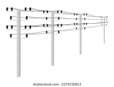 Electric pole. Power Poles. Electric Power transmission. Vector Illustration Isolated on White Background.