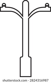 Electric Pole, Utility Pole, Power Line, Transmission Tower, Street Light, Electrical Infrastructure Icon Black Flat and Line Vector Illustration Isolated