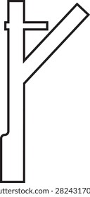 Electric Pole, Utility Pole, Power Line, Transmission Tower, Street Light, Electrical Infrastructure Icon Black Flat and Line Vector Illustration Isolated