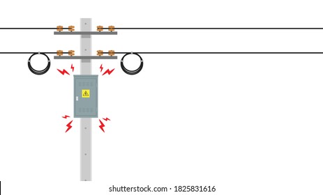 Electric pole vector. electric leakage. wallpaper. free space for text. copy space.