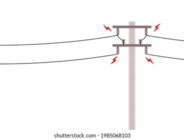 Electric pole vector. Electric leakage. wallpaper. free space for text. copy space.