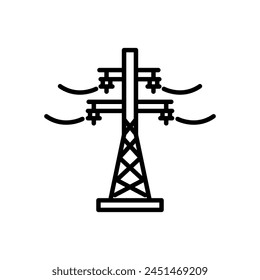 Elektrische Pol-Vektorgrafik, Linienstil-Ikone, isolierter Hintergrund