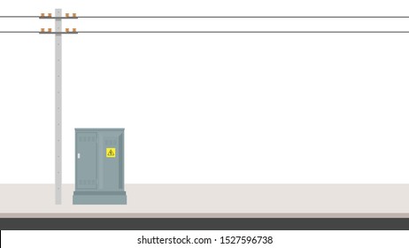 Electric pole vector. electric pole on white background. free space for text. copy space. Electrical cabinet vector.