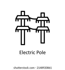 Electric Pole vector outline icon for web isolated on white background EPS 10 file