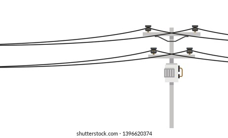 Electric Pole Vector. Wallpaper. Free Space For Text. Copy Space. Background.