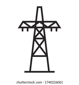 Electric poles vector icon.Black vector icon isolated on white background electric poles.