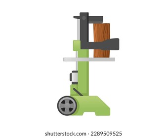 Electric portable log splitter with wheels vector illustration isolated on white background
