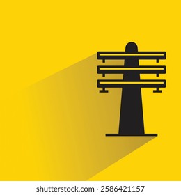 electric post icon with shadow on yellow background