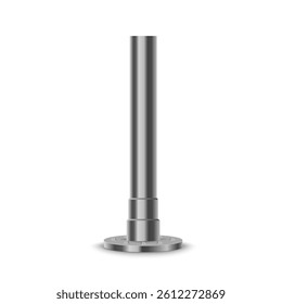Electric post with round aluminum pipe and silver holder includes vertical signboard and realistic traffic direction plate on isolated background with street object mockup and design frame concept