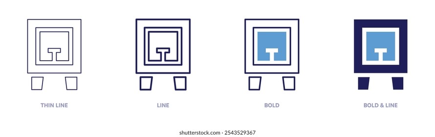 Electric pottery kiln icon in 4 different styles. Thin Line, Line, Bold, and Bold Line. Duotone style. Editable stroke.