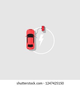 electric powe car and charging vector illustration of