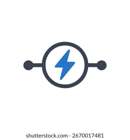Elektrisches Bolzensymbol einzeln auf weißem Hintergrund 
