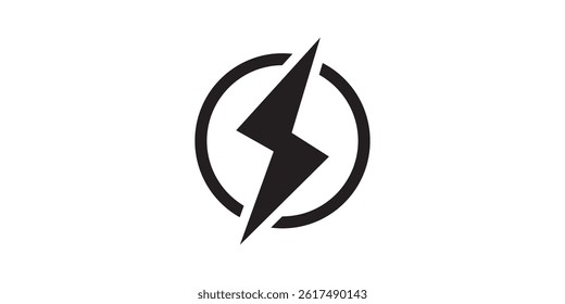 Electric Power Bolt Logo Icon in Circle – Energy and Lightning Symbol Design