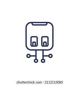 Electric Power Box Line Icon, Vector