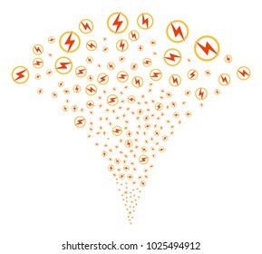 Electric Power burst fountain. Vector illustration style is flat iconic symbols. Object fountain organized from random symbols as electric power fireworks.