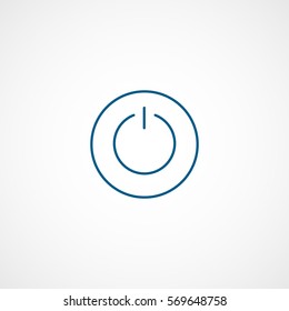 Electric Power Button Blue Line Icon On White Background