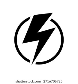 Icono del círculo de la energía eléctrica con el símbolo del perno del relámpago
