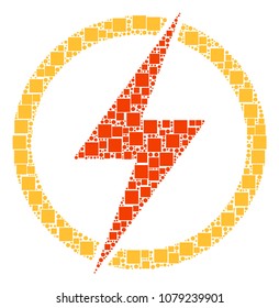 Electric Power collage icon of rectangles and spheric dots in various sizes. Vector items are composed into electric power composition design concept.