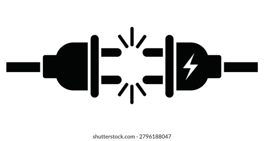 Electric Power Connection Icon Featuring Energy Supply Charging Plug Electricity Transfer Electrical Network and Modern Technology Infrastructure Concepts