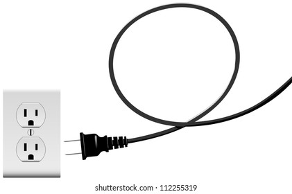 Electric Power Cord Loop Forms Copyspace Plug Into Outlet