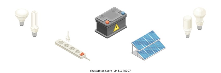 Energía eléctrica y Objetos de energía Conjunto de Vector isométrico