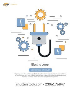 Ilustración del concepto de vector de contorno plano de potencia eléctrica