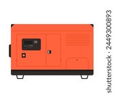 Electric power generator device. Portable gasoline generator, industrial power generator cartoon vector illustration