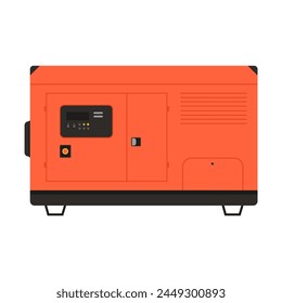 Electric power generator device. Portable gasoline generator, industrial power generator cartoon vector illustration