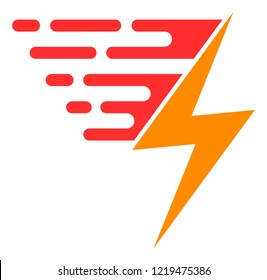 Electric power icon with fast speed effect in red and yellow colors. Vector illustration designed for modern abstract with symbols of speed, rush, progress, energy.