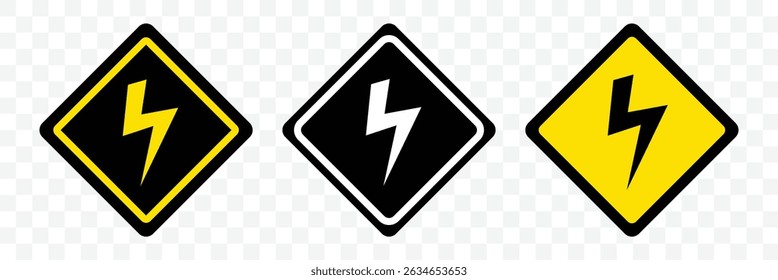 Electric power icon. High voltage icon logo set. Thunderbolt symbols for energy power or electricity charge. Vector illustrator