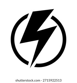 Electric power icon. Lightning bolt sign in the circle icon.