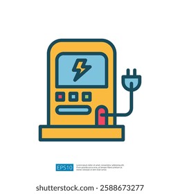 Electric Power Icon With Plug And Lightning Symbol Representing Energy Utility Device In Modern Graphic Design